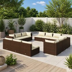 Garden Lounge Set 12 Piece Modular Poly Rattan Outdoor Furniture with Cushions