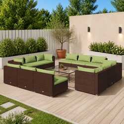 Friendly 12 Piece Brown Outdoor Lounge Set with Cushions