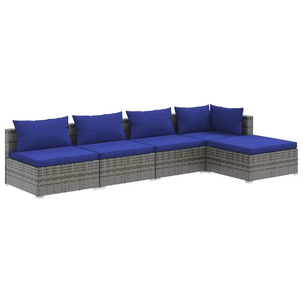 5 Piece Garden Lounge Set in Grey