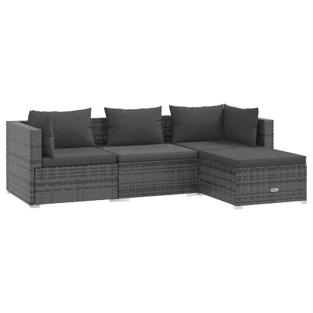 Modular Garden Lounge Set 4 Piece Outdoor Patio Furniture Grey PE Rattan