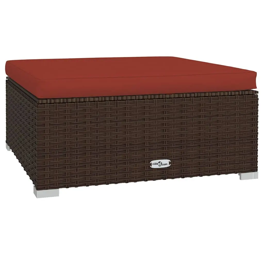 5 Piece Garden Lounge Set Poly Rattan Outdoor Furniture with Cushions Brown