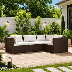 Your New 4 Piece Garden Lounge Set in Brown with Cushions