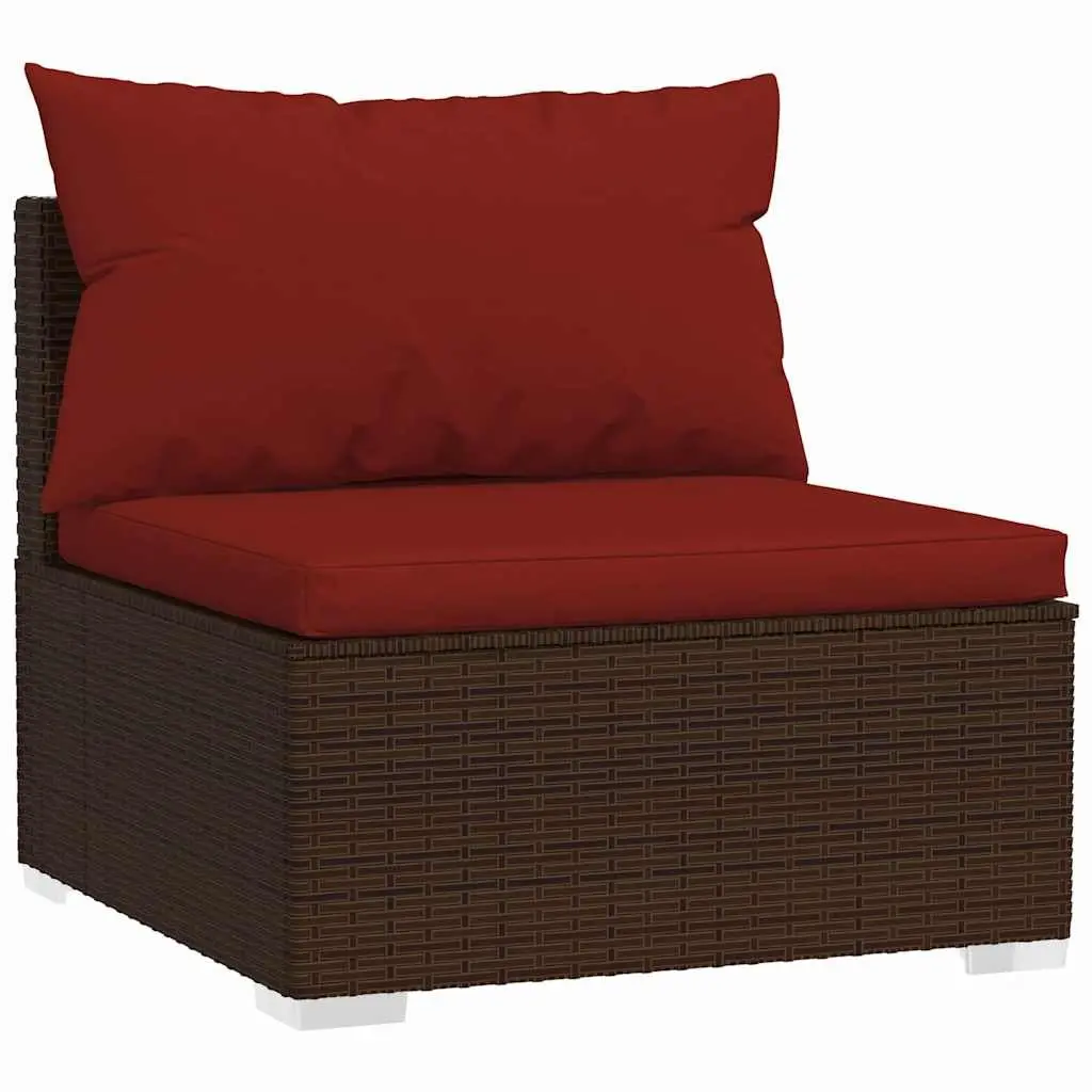 Garden Lounge Set Modular Outdoor Furniture 4 Piece Brown with Cushions