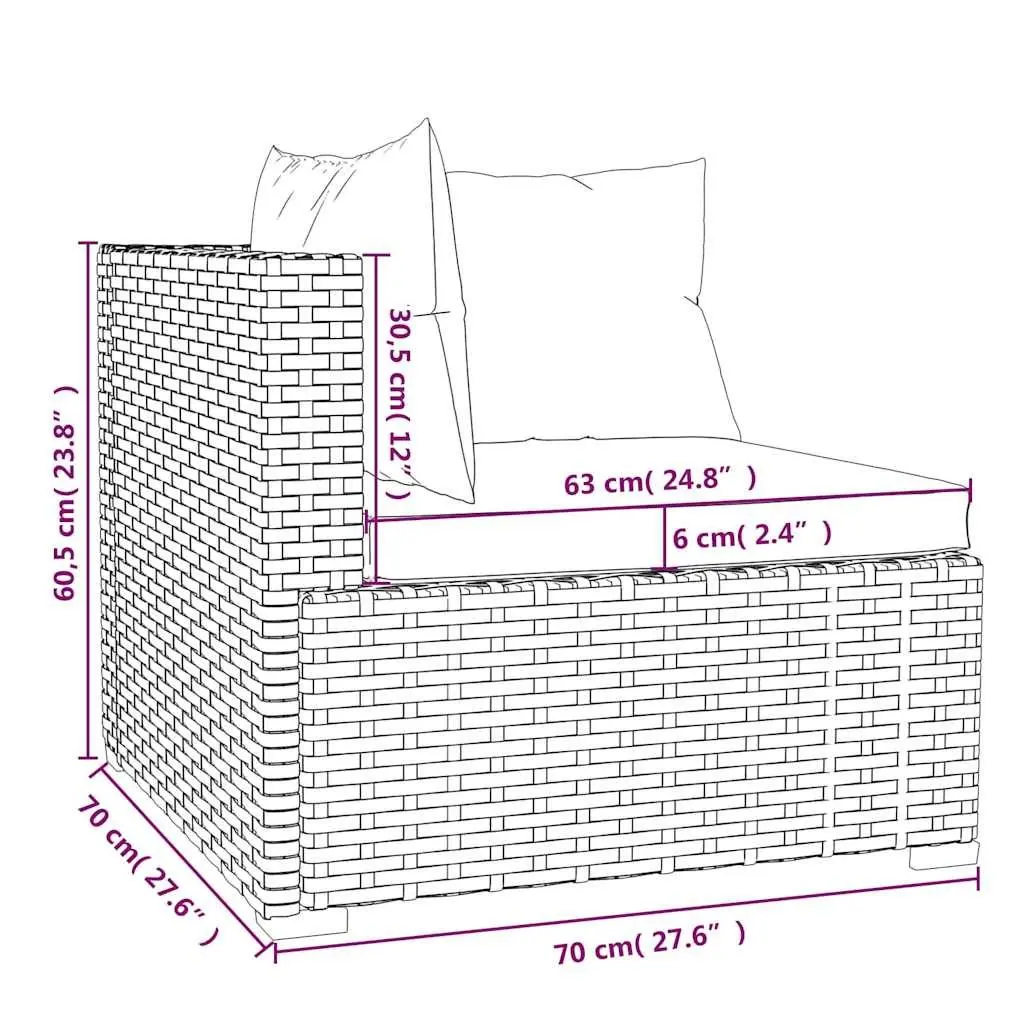 Garden Lounge Set Modular Outdoor Furniture 4 Piece Brown with Cushions