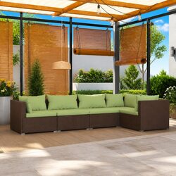 Garden Lounge Set 5 Piece Outdoor Patio Furniture with Cushions Brown Modular