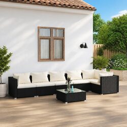 Garden Lounge Set 7 Piece Outdoor Patio Furniture Black Modular Rattan Sofa