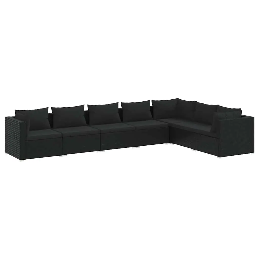 7 Piece Garden Lounge Set Outdoor Patio Furniture with Cushions Poly Rattan
