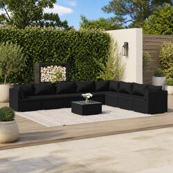 Friendly 9 Piece Black Outdoor Lounge Set