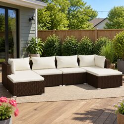 Your New 6 Piece Modular Brown Garden Lounge Set Awaits