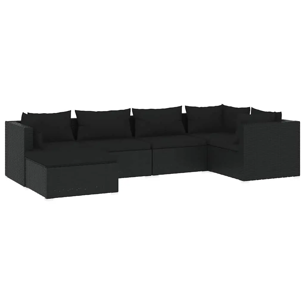 6 Piece Modular Outdoor Garden Lounge Set Water-Resistant Poly Rattan Patio Furniture