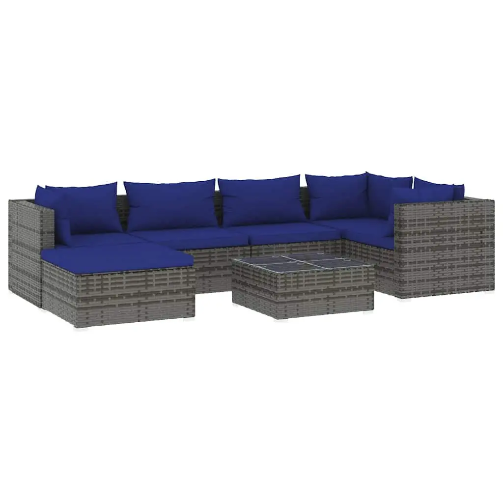 Modular Outdoor Patio Lounge Set Grey 7 Piece with Cushions