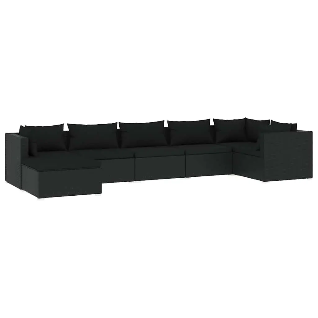 7 Piece Garden Lounge Set with Cushions Modular Poly Rattan Outdoor Patio