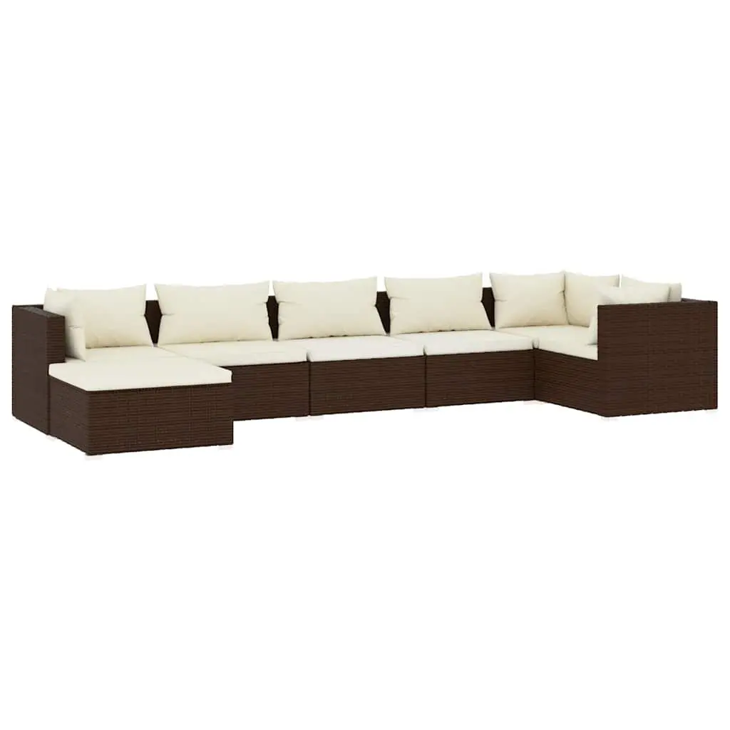 7 Piece Modular Garden Lounge Set Water-Resistant PE Rattan Outdoor Patio Furniture