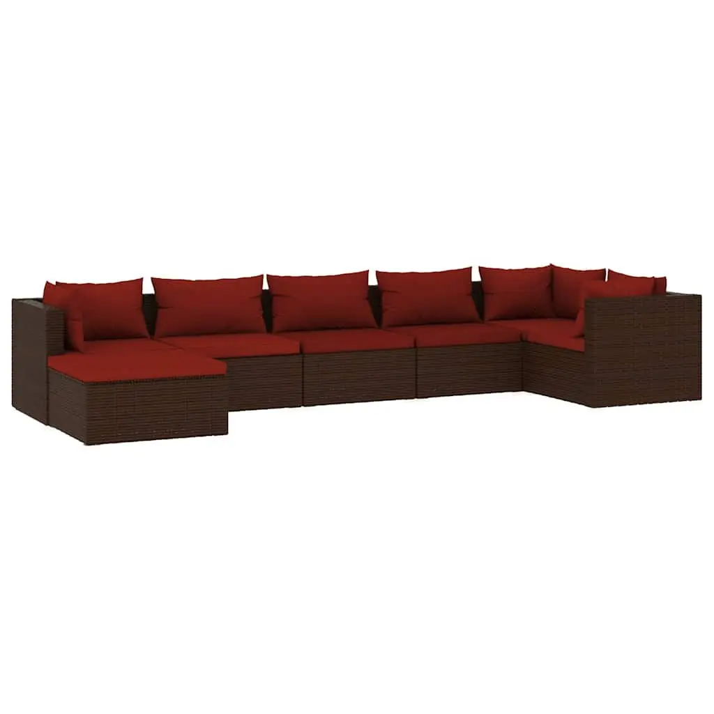 7 Piece Poly Rattan Garden Lounge Set Outdoor Patio Furniture with Cushions
