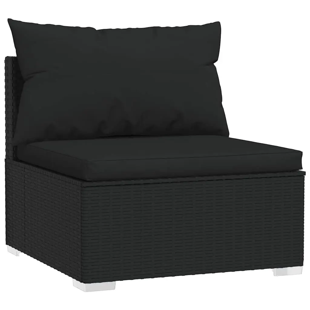 7 Piece Poly Rattan Garden Lounge Set Outdoor Furniture with Cushions Black