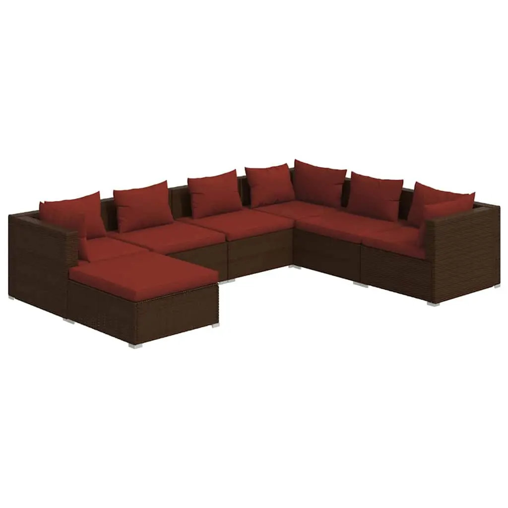 7 Piece Poly Rattan Garden Lounge Set Outdoor Patio Furniture with Cushions