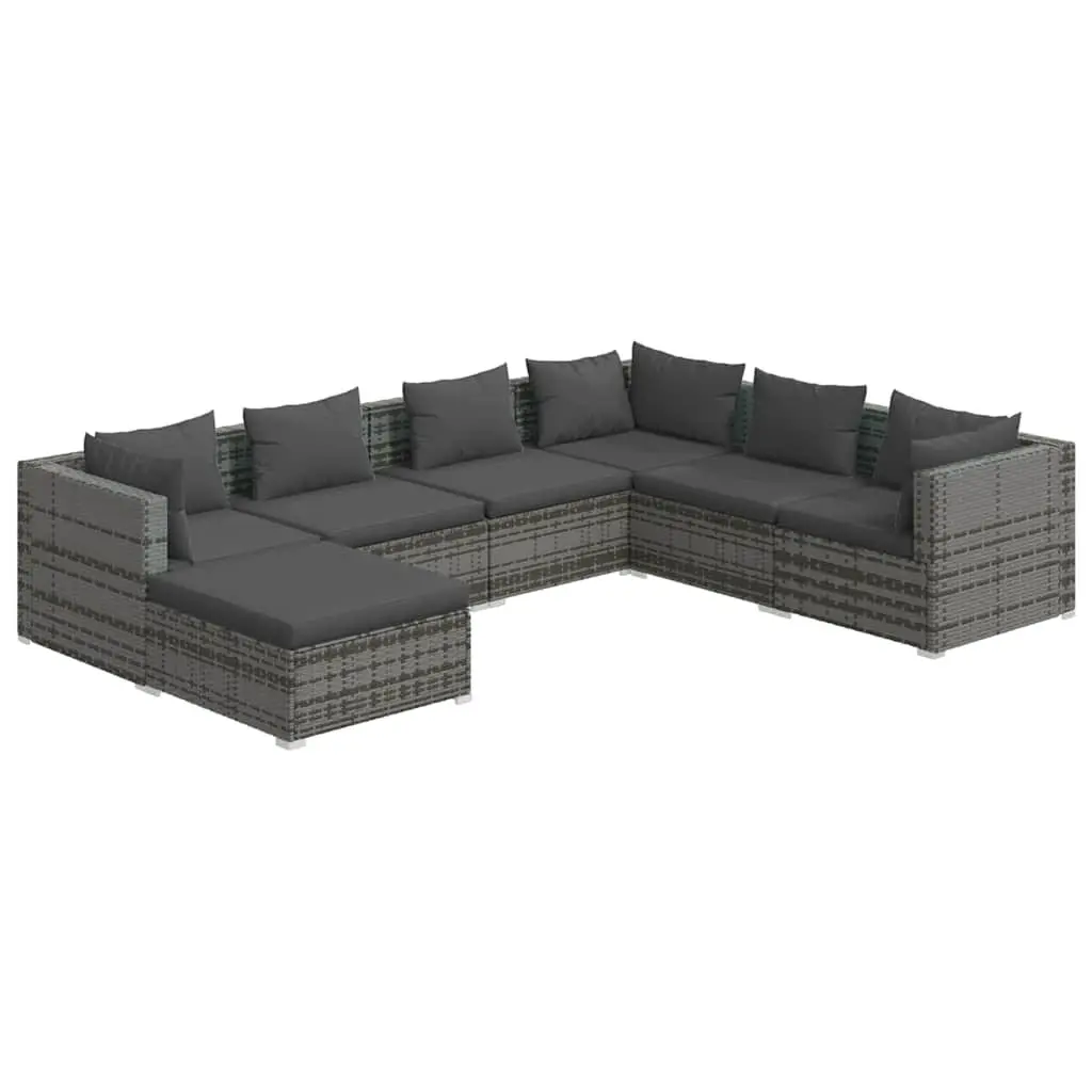 7 Piece Garden Lounge Set Modular Outdoor Furniture Poly Rattan Grey