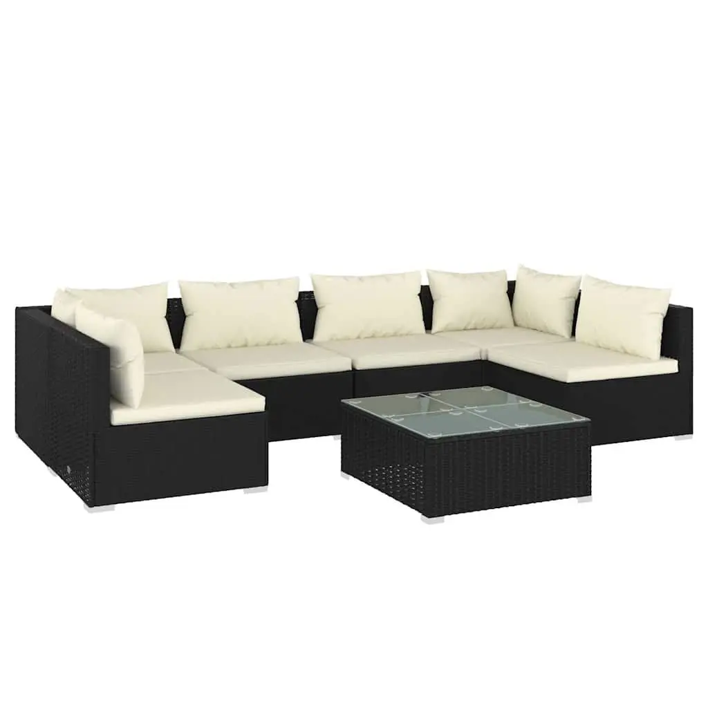 7 Piece Garden Lounge Set Outdoor Furniture Poly Rattan Modular Patio Sofa with