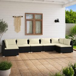 7 Piece Garden Lounge Set Outdoor Patio Furniture Poly Rattan with Cushions