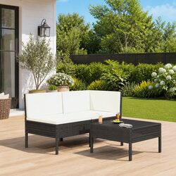 Outdoor Lounge Set 3 Piece Garden Furniture Rattan Sofa Chair Table Cushions