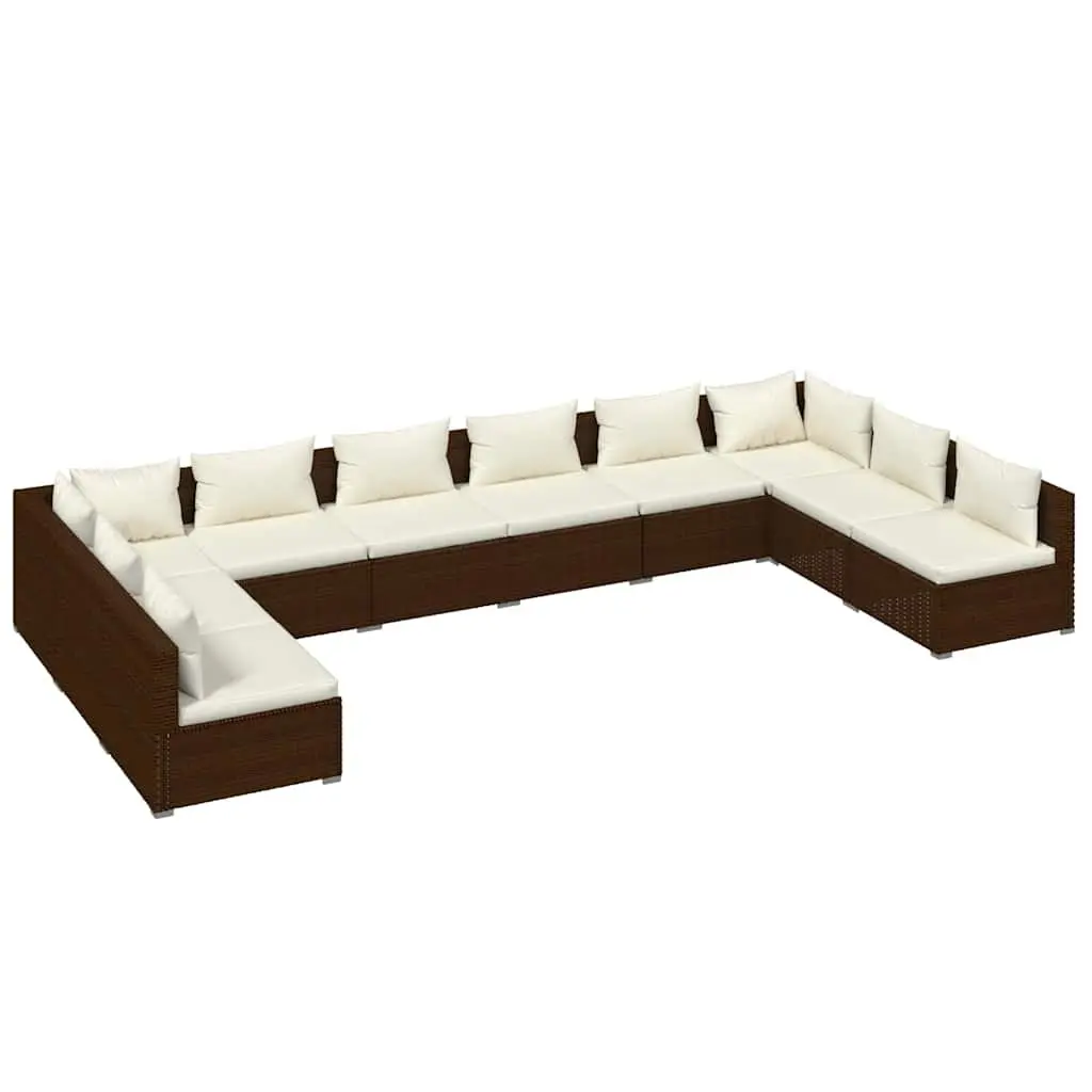 Garden Lounge Set 10 Piece Poly Rattan Modular Outdoor Furniture with Cushions