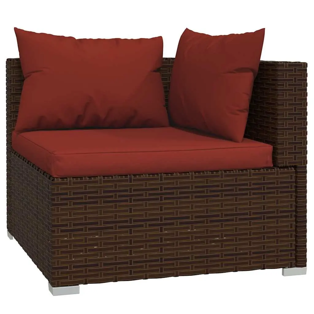 Garden Lounge Set 6 Piece Modular Outdoor Furniture with Cushions Brown Rattan