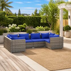 Charming 6-Piece Poly Rattan Outdoor Lounge Set