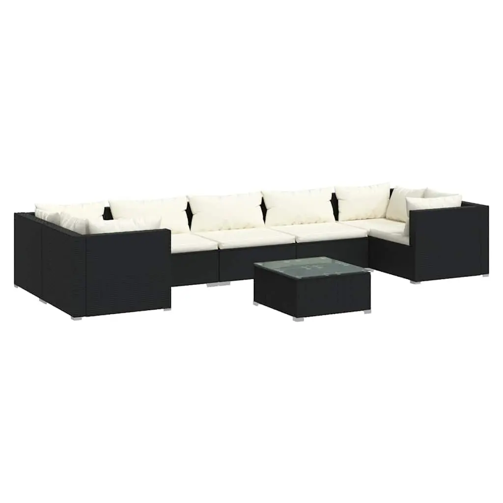Garden Lounge Set Modular Outdoor Patio Furniture 8 Piece Black