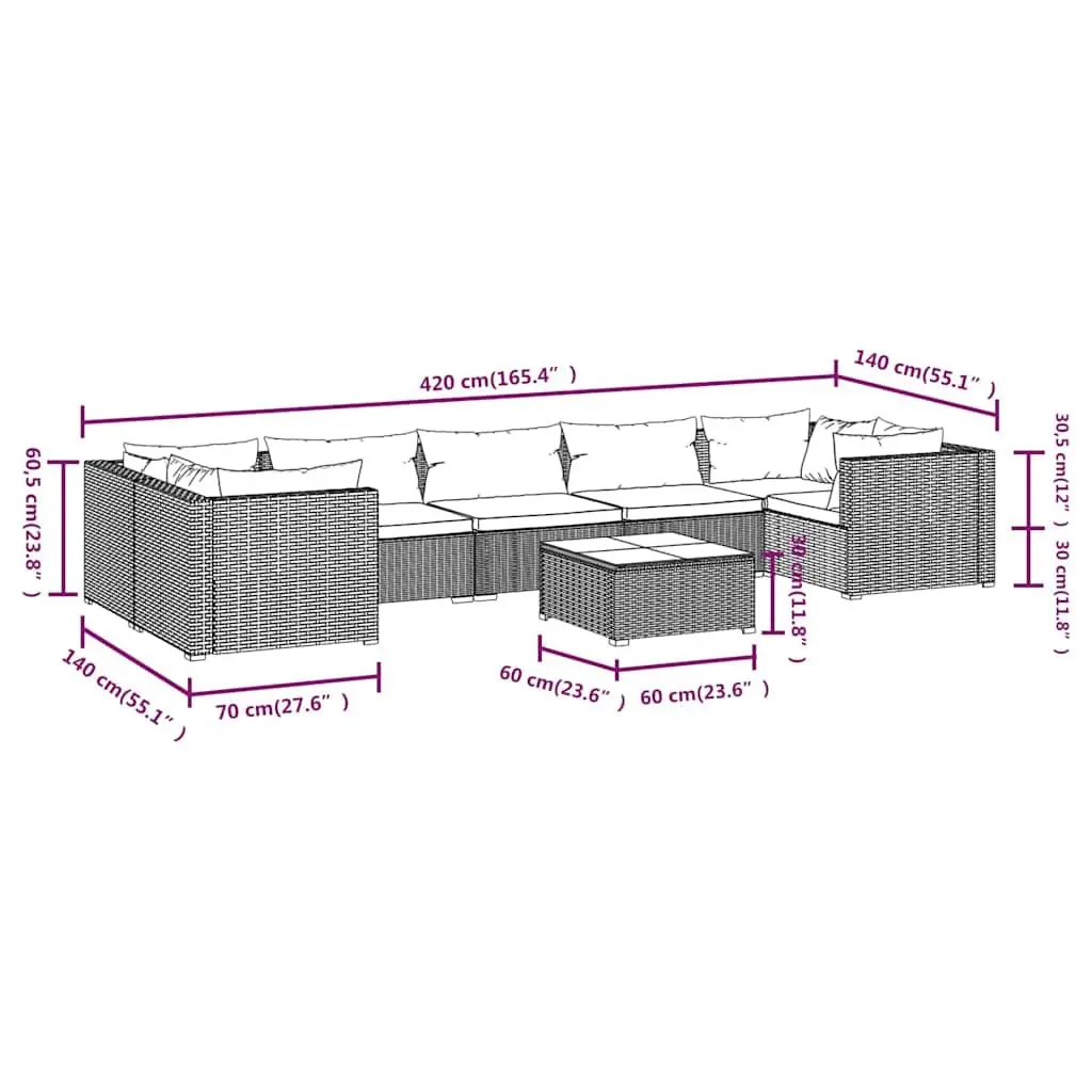 8 Piece Garden Lounge Set