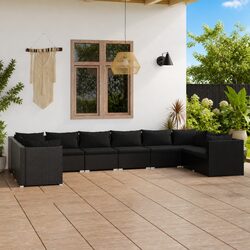 10 Piece Poly Rattan Garden Lounge Set with Cushions Modular Outdoor Furniture