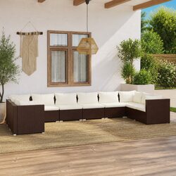 Garden Lounge Set 10 Piece Modular Poly Rattan Outdoor Furniture with Cushions