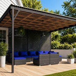 Your Ideal 9 Piece Garden Lounge Set in Grey with Cushions