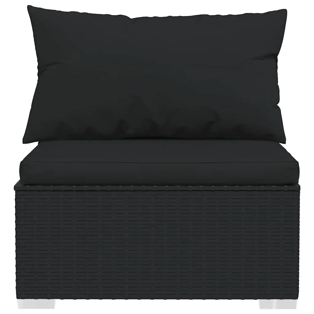 Modular Outdoor Patio Furniture 9 Piece Garden Lounge Set Black PE Rattan