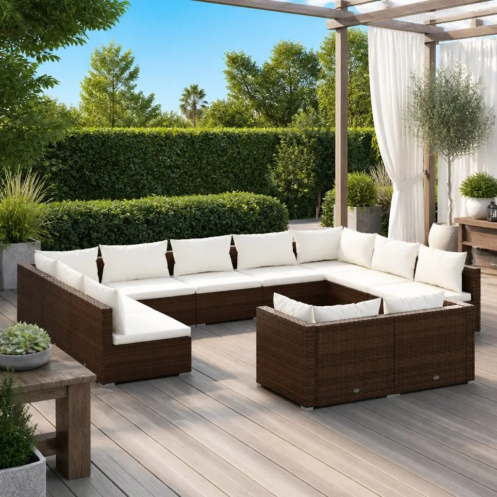 11 Piece Garden Lounge Set in Brown