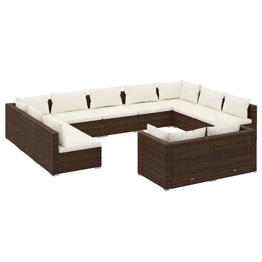 11 Piece Garden Lounge Set in Brown