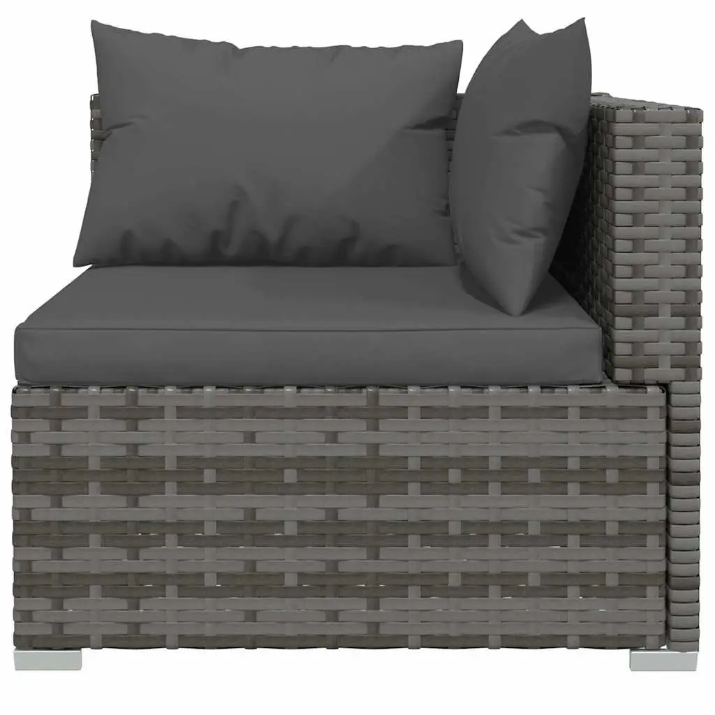 Modular Outdoor Garden Lounge Set 11 Piece Grey Poly Rattan Furniture with Removable Thick Cushions