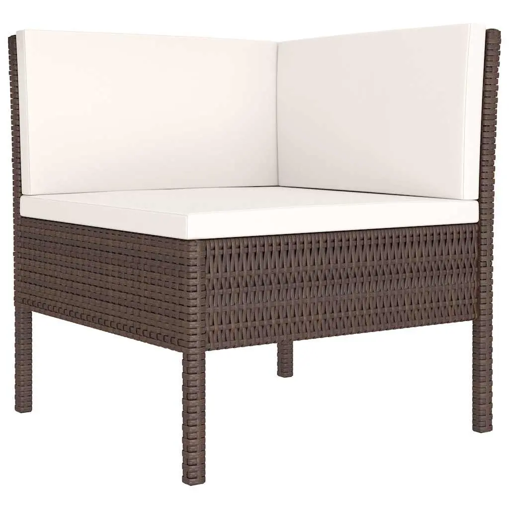Garden Lounge Set 3 Piece Outdoor Furniture Poly Rattan Brown with Cushions
