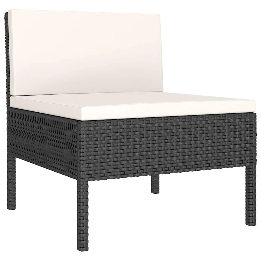 Garden Lounge Set Black Poly Rattan 3 Piece Outdoor Furniture
