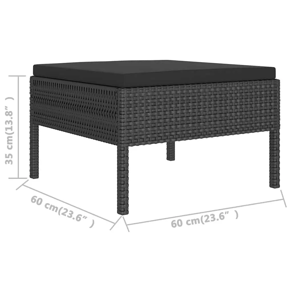 Garden Lounge Set Outdoor Furniture PE Rattan Cushions Black 2 Piece