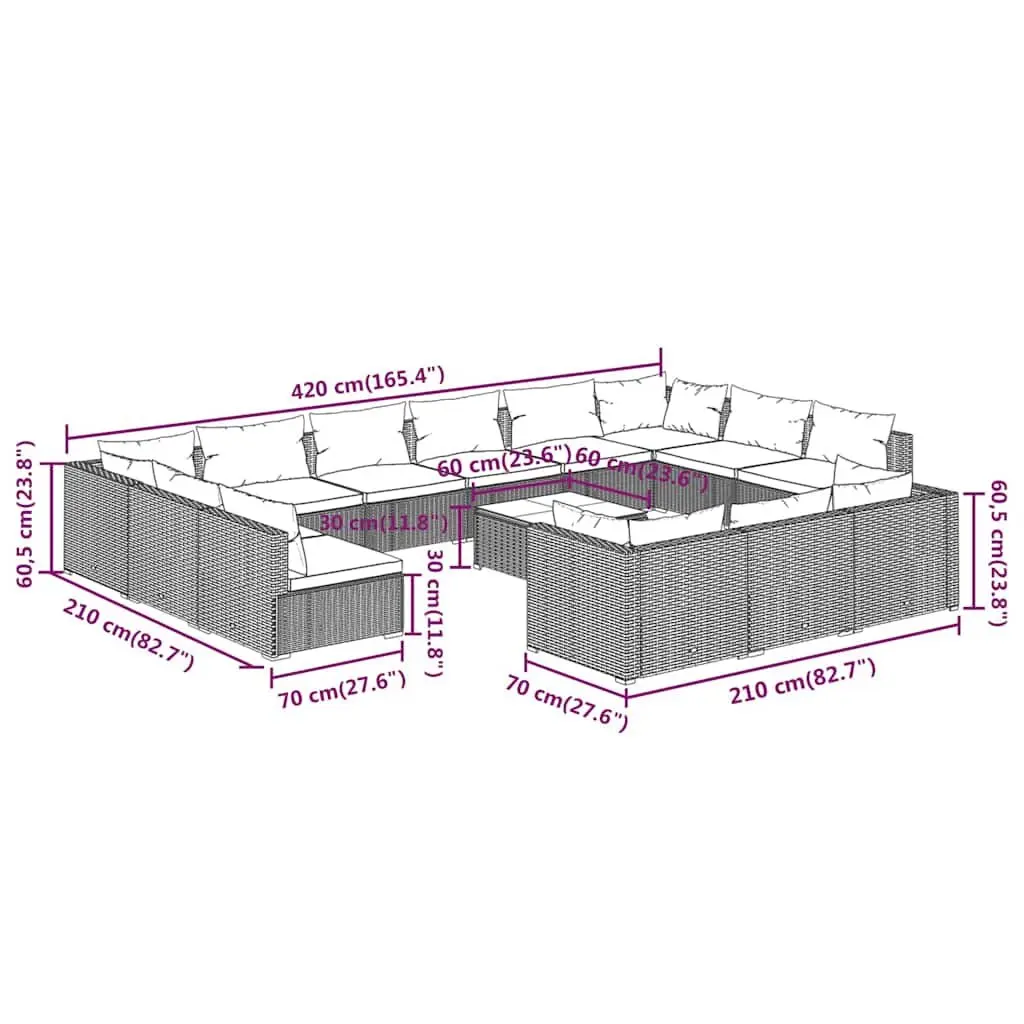 14 Piece Modular Outdoor Lounge Set