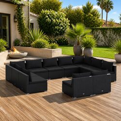 Your Perfect 11 Piece Black Garden Lounge Set Awaits