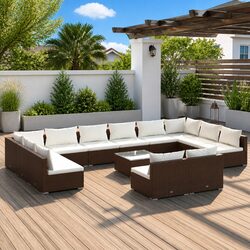 Your Perfect 13-Piece Brown Rattan Lounge Set Awaits
