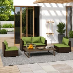 Garden Lounge Set 4 Piece Outdoor Furniture Poly Rattan Patio Sofa Cushions