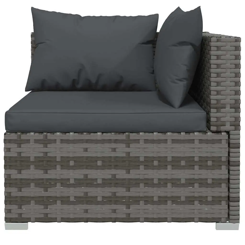 Outdoor Furniture Set 6 Piece Modular Grey Rattan Lounge with Cushions