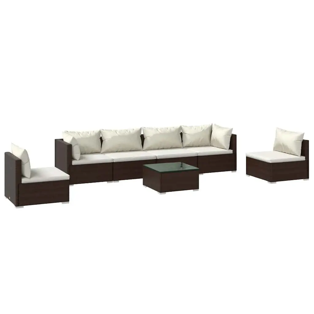 Modular Garden Lounge Set 7 Piece Outdoor Patio Furniture Brown PE Rattan Sofa