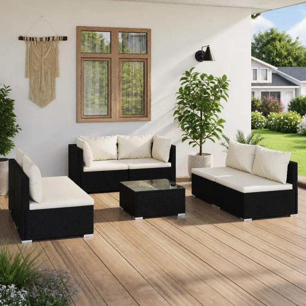 7 Piece Garden Lounge Set Modular Outdoor Patio Furniture Water-Resistant PE Rattan Sofa