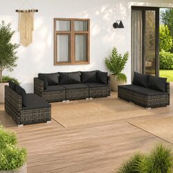 7 Piece Garden Lounge Set Outdoor Patio Furniture Modular Rattan Sofa Grey