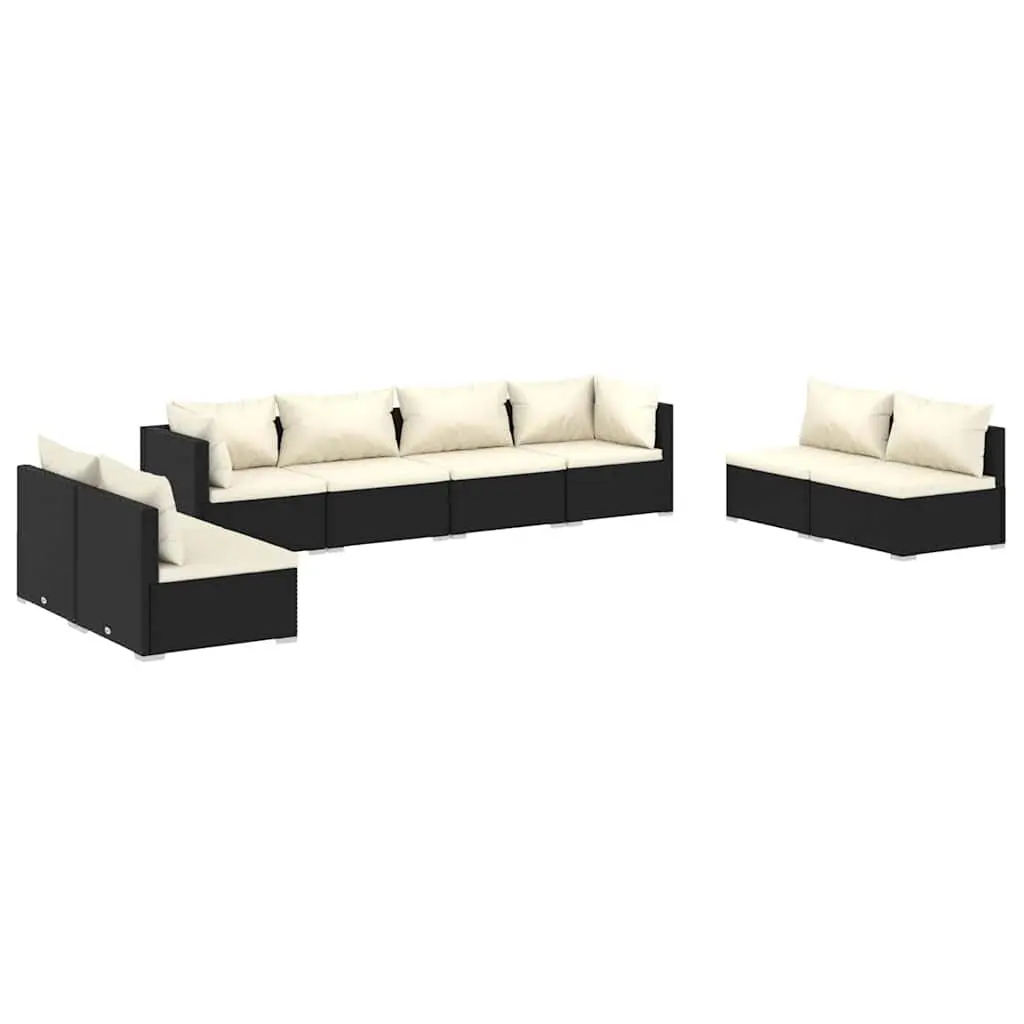 Garden Lounge Set Modular 8 Piece Outdoor Patio Furniture PE Rattan Black