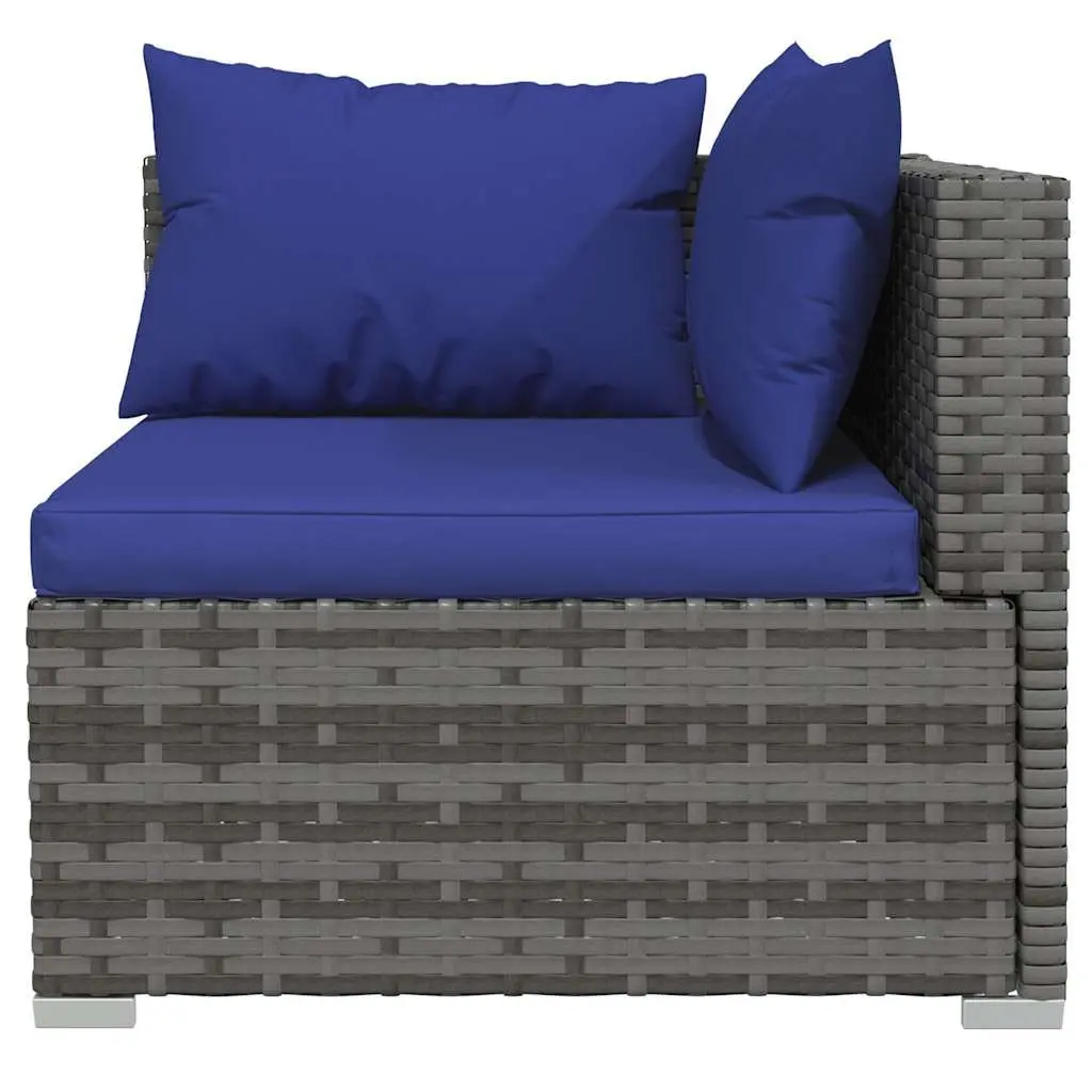 7 Piece Garden Lounge Set Grey Poly Rattan Outdoor Patio Furniture with Cushions