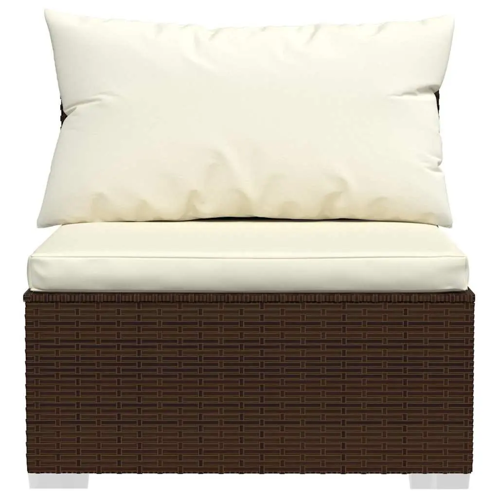 Garden Lounge Set 8 Piece Outdoor Patio Furniture with Cushions Brown Rattan